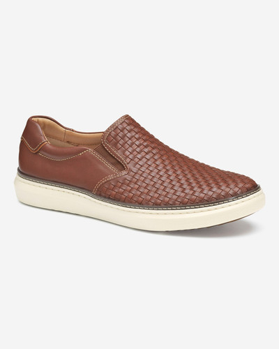 کفش کالج مردانه Johnston & Murphy McGuffey 2 Woven Slip-On با چرم و نوبوک بافته شده